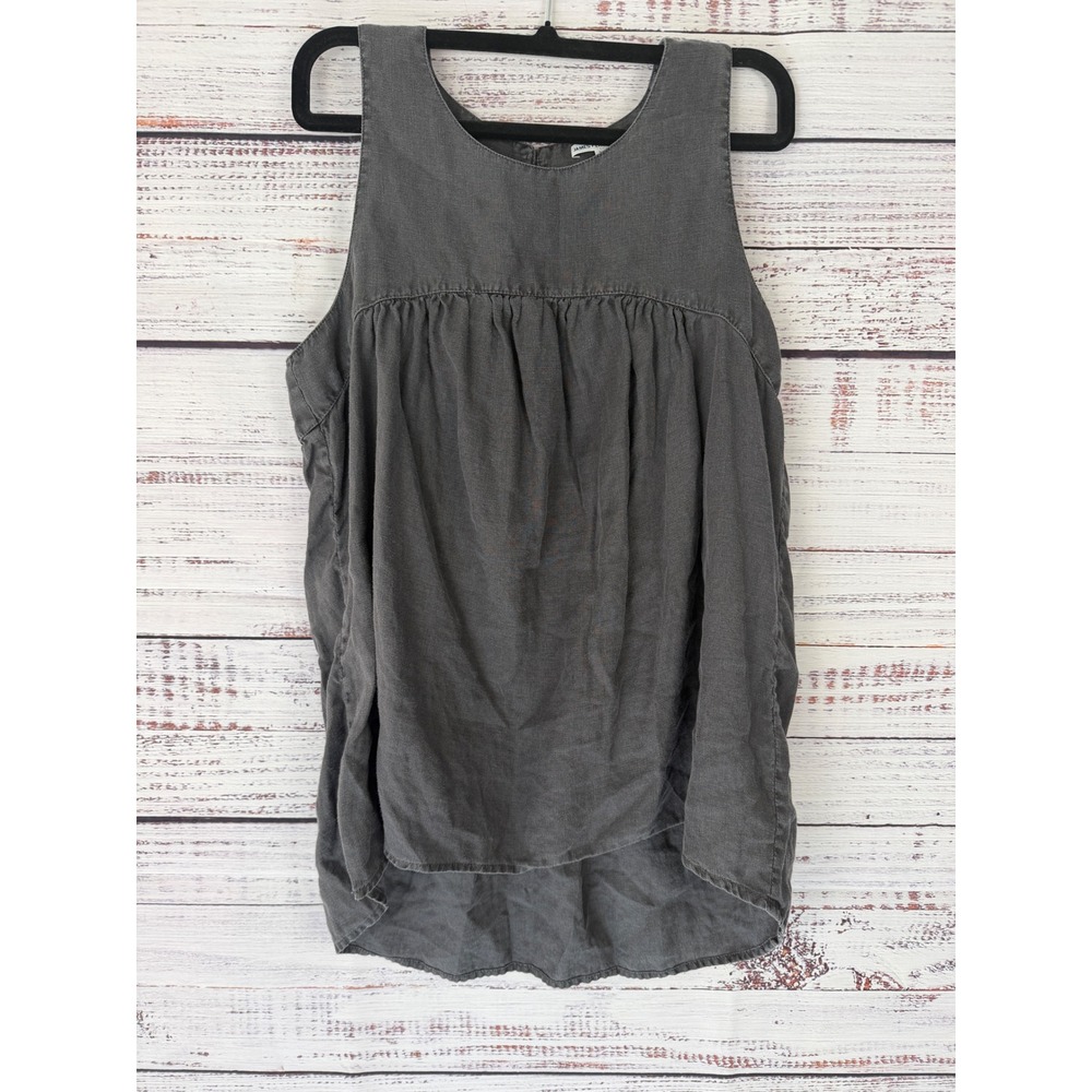 James Perse 100% Linen Gray Sleeveless Tunic Top Size 2 M Minimalist - Picture 2 of 5